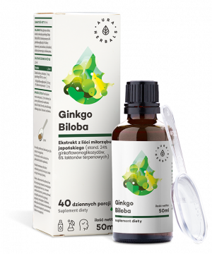 Ginkgo Biloba, ekstrakt Miłorząb Japoński 50:1, 45 mg, płyn 50 ml
