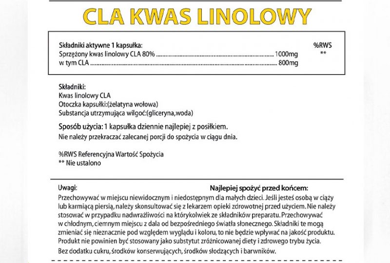 CLA KWAS LINOLOWY  1000mg  60 kapsułek