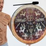 BĘBEN SZAMAŃSKI wegański tradycyjny Runiczny szaman - 55 cm + pałka +pokrowiec Nowość !)