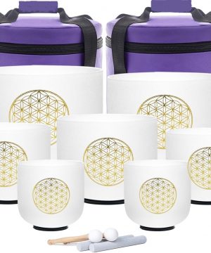 Misy kryształowe dźwiękowe Kwiat życia czakry 432 Hz. Zestaw 7 szt. + 2x torby Gratis! Nowość !