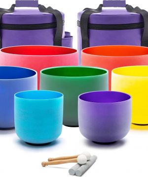 Misy kryształowe dźwiękowe kolorowe czakry 432 Hz. Zestaw 7 szt. + 2x torby Gratis! Nowość !